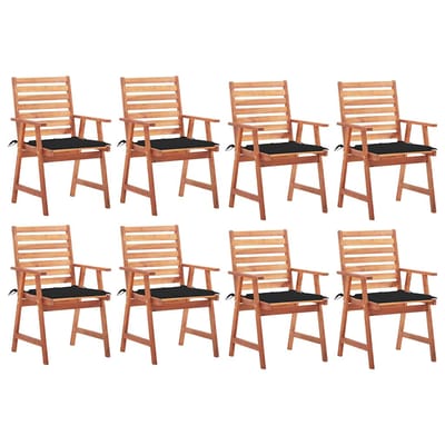 vidaXL - Tuinstoelen - 8 - st - met - kussens - massief - acaciahout