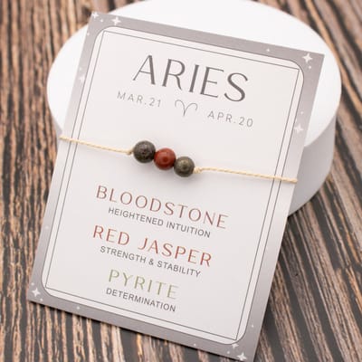 Bixorp Ram / Aries Sterrenbeeld Armband - Cadeau Armbandje met Edelstenen Kralen - Bloedsteen, Jaspis & Pyriet