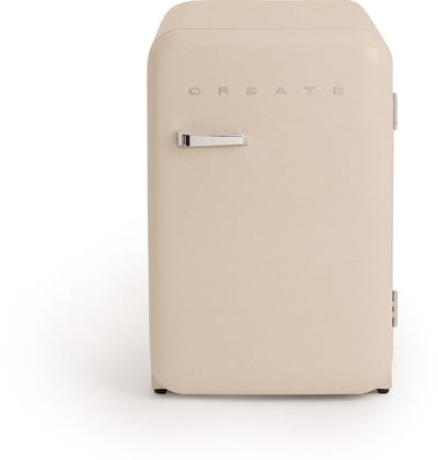 CREATE - Koelkast in retrostijl - Zand - Handvat Zilver - FRIDGE RETRO 107L