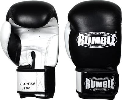Rumble Ready 2.0 Leer (kick)bokshandschoen Zwart-Wit 6 Oz