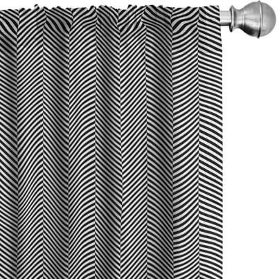 ABAKUHAUS – 2x75x175 Gordijnen – Zwart-Wit Microfiber Halfdonker