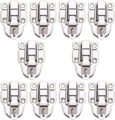 Oneay Verpakking van 10 metalen eendenbeksluitingen, geschikt voor houten dozen, gereedschapskisten, enz., zilverkleurig.