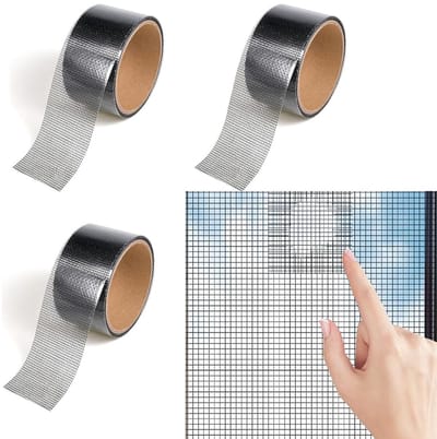 Hor Reparatie Tape - Vliegengordijn Tape- Raamhor Tape-3 Stuks - 2M x 50mm - Muggengaas Plakband - Hor Reparatietape - Horrengaas Tools - Voor Het Repareren Van Ramen En Deuren - Sterk Plakband Van Glasvezel - Zwart-Totaal zes meter