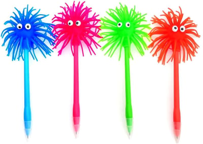 Dailygoody - Fuzzy hoofd pen - Grappige balpen - Zachte siliconen pom pom pen - Funky cartoon karakter - Geschikt voor kinderen en volwassenen