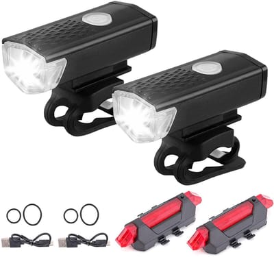 Fietsverlichting - 300 Lumen - Fietslamp USB Oplaadbaar - Fietsverlichting - Voorlicht MTB & Racefiets Verlichting - Waterdicht Fietslicht - Fietslampjes Voorlicht & Achterlicht