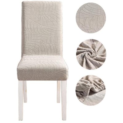 Housse de protection Jacquard pour chaise de salle à manger, imperméable et extensible de haute qualité, housse de siège pour hôtel, salle à manger, cérémonie, Banquet 1 piece beige