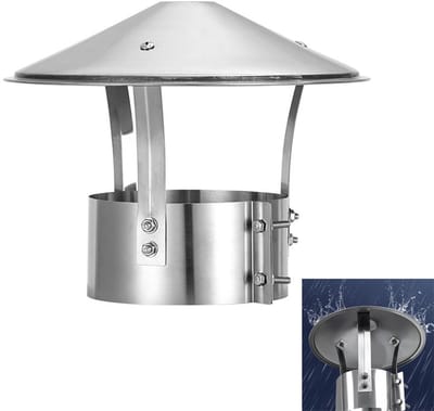 130mm Schoorsteenkap - Pijpbeschermkap - Regenbestendige en anti-blokkerende schoorsteenkap - Verstelbare ventilatiekap - Geschikt voor dakpijpbescherming, regenbescherming van schoorsteenkanalen, decoratieve bescherming van dakpijpen - Zilver