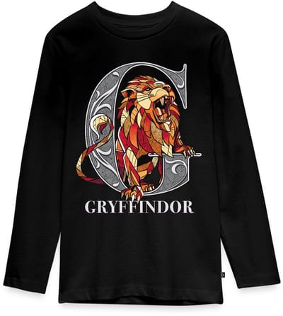 Harry Potter Gryffindor Coat of Arms Monochrome Premium T-Shirt Tiener Lang