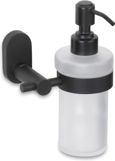 Zeepdispenser, Zeeppomp, Met Wandbevestiging, 0.25 L, RVS, Glas, Zwart - Kela | Alessio