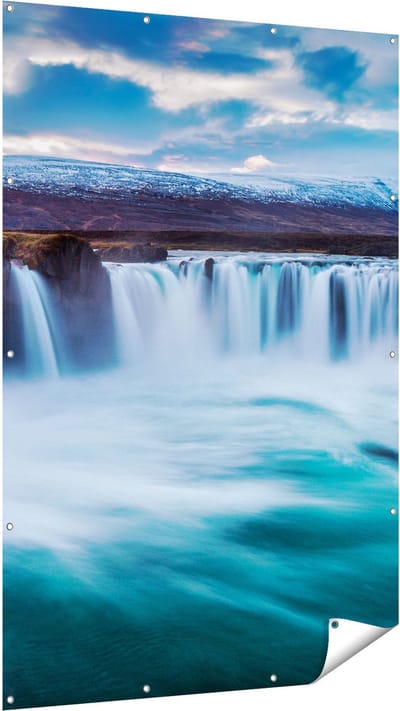 Gards Tuinposter Watervallen in het Blauw Groene Water - 120x180 cm - Tuindoek - Tuindecoratie - Wanddecoratie buiten - Tuinschilderij