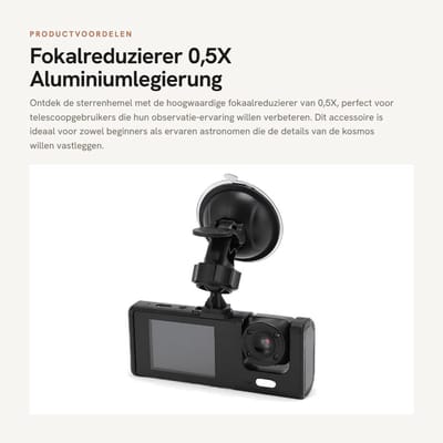 Dailygoods- Fokalreduzierer 0,5X - Aluminiumlegering - 1,25 inch Aansluiting - M28 Schroefdraad - Geschikt voor Oculair/Cameragebruik - Compacte Maat 30 x 13 mm - Telescoopaccessoire