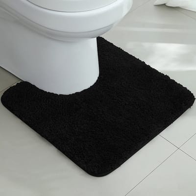 U-vormige badmat - Toiletmat - 50*50 cm - WC-mat - Douchemat - Badmat - Vloermat - Badkamermat - Antislipmat - met uitsparing - Deurmat - Schoonloopmat - Antislip voetmat - voor thuis, deur, wastafel, vloer, toilet, keuken, binnen en buiten - zwart