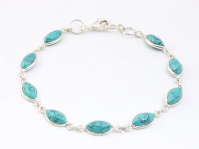 Fijne zilveren armband met turkoois