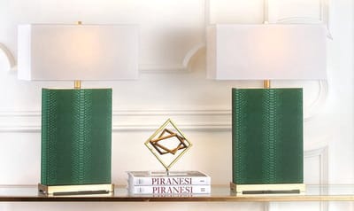 Safavieh metalen lampen - donkergroen leder 20x45x70 cm - set van 2 - modern design