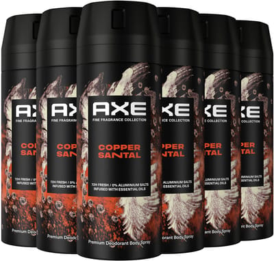 AXE - Premium Deodorant Bodyspray - Fine Fragrance Collection - Copper Santal - 6 x 150 ml - Voordeelverpakking
