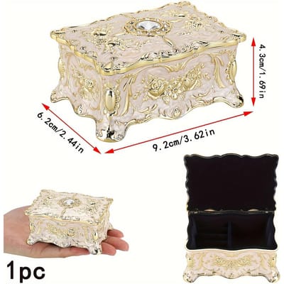 1 boîte à bijoux vintage en métal - Boîte à bijoux rectangulaire - Coffre à bijoux ... 1pc