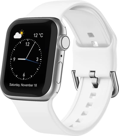 Siliconen bandje - geschikt voor Apple Watch series 1/2/3/4/5/6/7/8/9/10/11/ SE (1,2,3) / Ultra (1,2,3) met maat 44 mm / 45 mm / 46 mm / 49 mm - Wit