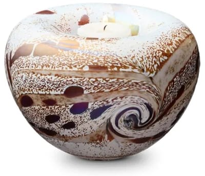 Urn van Glas As-in-glas Mini Glasobject Keepsake Gedenkobject Tealight Waxinelicht waxinelichthouder Urn Glazen Kunst As Ivory Ivoor Opaque E01T-0.5I