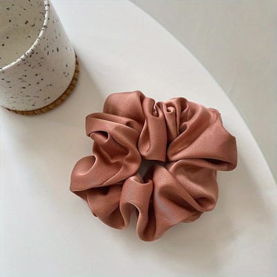 Vintage Zijde Scrunchies Elastische Haarbanden Effen Kleur Vrouwen Meisjes Hoofddeksel Paardenstaart Strikken Touw Haaraccessoires brown
