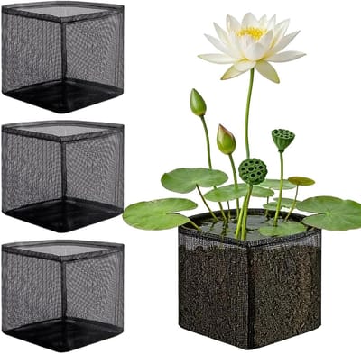 Vijverplantenmanden - Kweekmand - Waterplanten Kweken - Ademende Gaasstructuur - 4 Stuks - Zwart