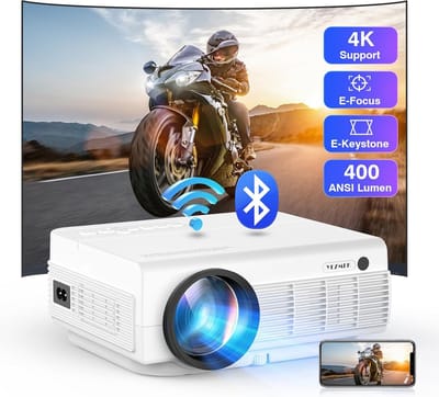 Draagbare Beamer 4K - 16000L - Bluetooth Projector Native 1080P - 5G Wifi - Elektrische Focus & Keystone - Compatibel met TV Stick, Smartphone, Laptop, HDMI, USB