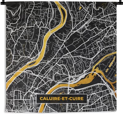 Wandkleed - Wanddoek - Plattegrond – Kaart – Frankrijk – Caluire-et-Cuire - Stadskaart - 180x180 cm - Wandtapijt