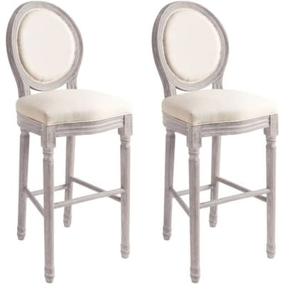 Maison Exclusive - Tabourets de bar lot de 2 blanc lin blanc