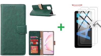 Hoesje Geschikt Voor Samsung Galaxy A41 Boek hoesje + 2X Screenprotector Groen