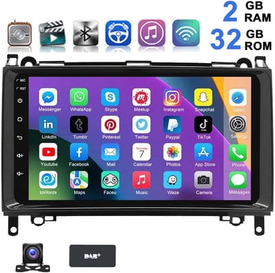 ESSGOO Autoradio - Geschikt voor Mercedes-Benz W169 W245 Sprinter W906 - Draadloze CarPlay & Andriod Auto - Android 15 2 + 32G - Bluetooth & Wifi FM RDS GPS-Navigatiesystem - AHD Achteruitrijcamera - DAB+