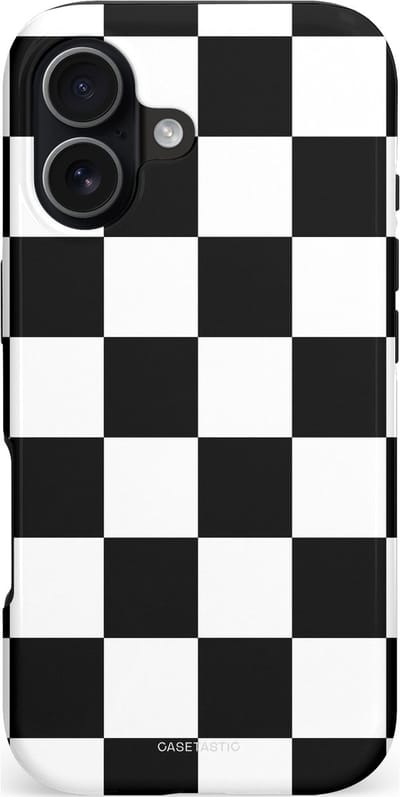 Casetastic hoesje geschikt voor Apple iPhone 17 - MagSafe - Dubbellaagse bescherming - Schaak - Fashion Case - Zwart Wit Zilver