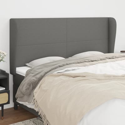 vidaXL - Hoofdbord - met - randen - 183x23x118/128 - cm - stof - donkergrijs