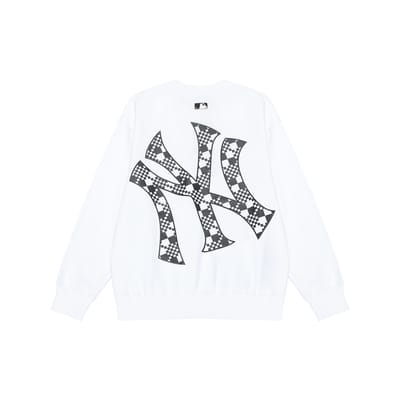 MLB New York Yankees Groot Logo Print Ronde Hals Lange Mouwen Sweatshirt Unisex sweatshirt Wit 3AMTO0226-50WHS XS gray