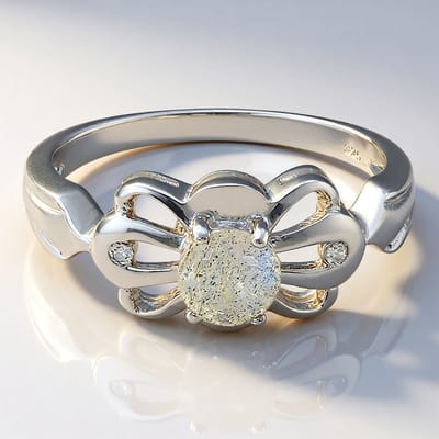Cavill - Zilveren ring 925 Sterling zilver - Spectroliet 0,36 ct Roemeens & Topaas wit 0,022 ct - Filigraan bloem design, maat 17
