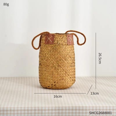 Esthetische Decoratie Bruiloft Bamboe Tafelvaas Kantoordecoratie Gedroogde Bloemen Desktop Vaas Huis Kunst Ambacht Bloempot Geweven Retro brown