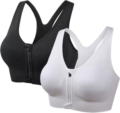 longziming -Dames Sport-BH met Ritssluiting – Racerback, Ademend & Zweetabsorberend, Verwijderbare BH-Pads, Medium Ondersteuning – Voor Sport, Fitness en Yoga, Maat L
