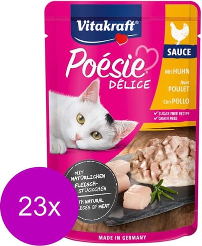 Vitakraft Poesie Deli Sauce Pouch 85 g - Kattenvoer - 23 x Kip