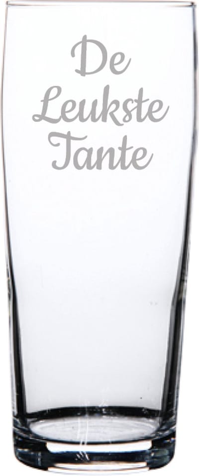 Gegraveerde bierfluitje 19cl De Leukste Tante