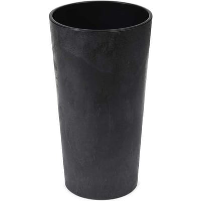 Moderne zwarte betonnen balkonpot met inzetstuk - 46cm hoog