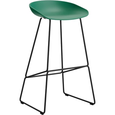 HAY About a Stool AAS 38 - teal green 2.0 - zwart - Standaard glijders kunststof - Zithoogte 75 cm