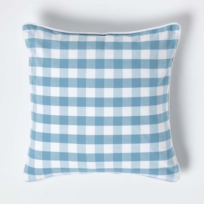 Homescapes blauw geruite kussenhoes 45 x 45 cm gemaakt van 100% katoen