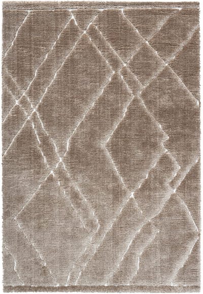 Rugsman Kyoto 0014.0005.1292 Vloerkleed - 200 x 290 cm - Bruin - Rechthoekig - Polyester - Woonkamer - Geometrisch - Shaggy - Hoogpolig, Boho, Modern