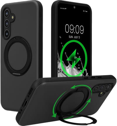 kwmobile Hoesje met 360° ringstandaard voor Samsung Galaxy A54 5G - Hardcase met draaibare kickstand - Compatibel met MagSafe - zwart