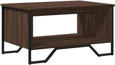Salontafel Hout - Bijzettafel Koffietafel - Woonkamer Organisatie - Grote Opbergruimte - 75 x 51 x 40 cm - Bruin Eikenlook