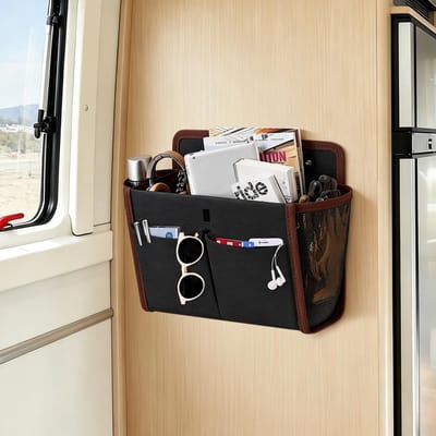 SnelShoppen - Camper-organizer, zelfklevend, opvouwbare tas met grote vakken voor slaapkamer, kantoor, nachtkastje - Decoratieve opslag zonder boren -