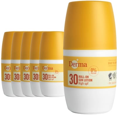 Derma Sun - Zonnebrand Roll-on SPF30 - 6 x 50 ml - Waterbestendige Zonnebrand - UVA en UVB Bescherming - Parfumvrij - AllergyCertified