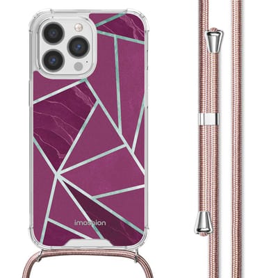 imoshion Hoesje - Geschikt voor Apple iPhone 13 Pro Max - Design Hoesje met Koord - Bordeaux Graphic