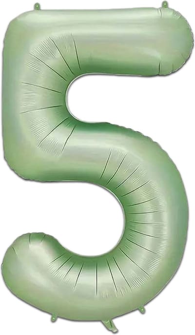 LUQ - Cijfer Ballonnen - Cijfer Ballon 5 Jaar Mint Groen XL Groot - Helium Verjaardag Versiering Feestversiering Folieballon
