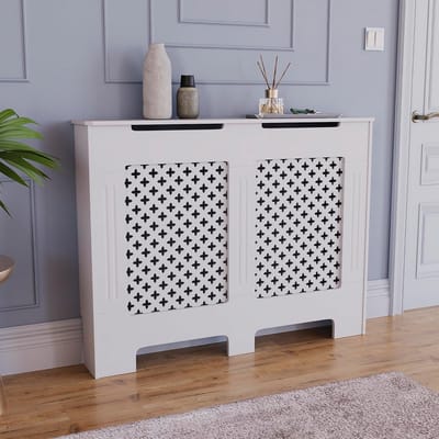 Radiatordekking Traditioneel Wit MDF Kabinet Medium