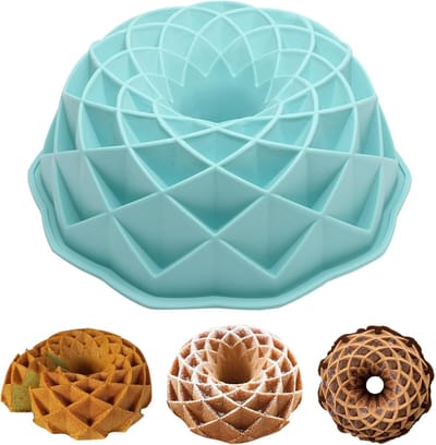Famanu - Gugelhupfform siliconen tulbandvorm 24 cm siliconen mal tulbandvorm cakevorm siliconen bakvorm bakvormen siliconen bakvormen voor cake, brood, bakken, blauw