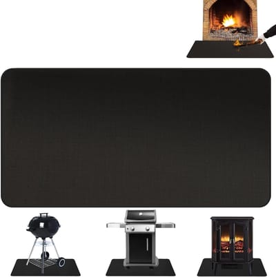 Famanu - Brandwerende onderlaag, BBQ-grillmat, vloerbeschermingsmat: 64 x 104 cm, vuurbestendig, hittebestendig tot 1800 graden Celsius, mat voor gasbarbecue, spatmat